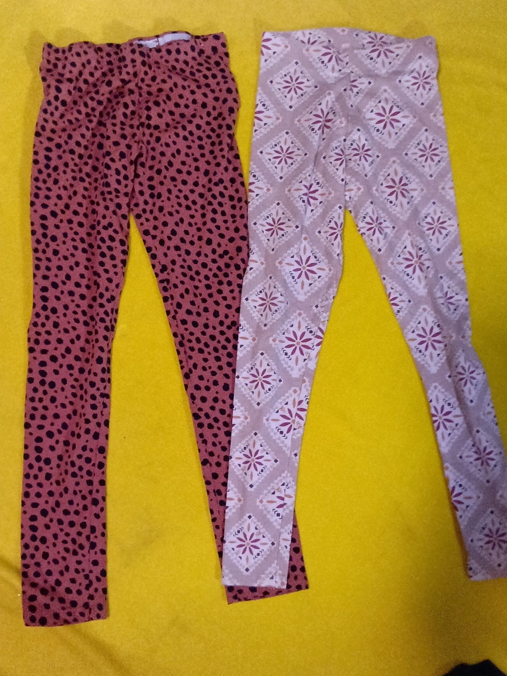 Kids Pink and Light Pink Patterned Leggings - Unbranded
